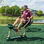 man using rowing machine