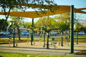 Accessible fitness zone with shade