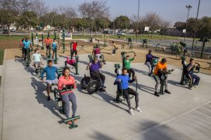 A group of people exercising on Professional Series units