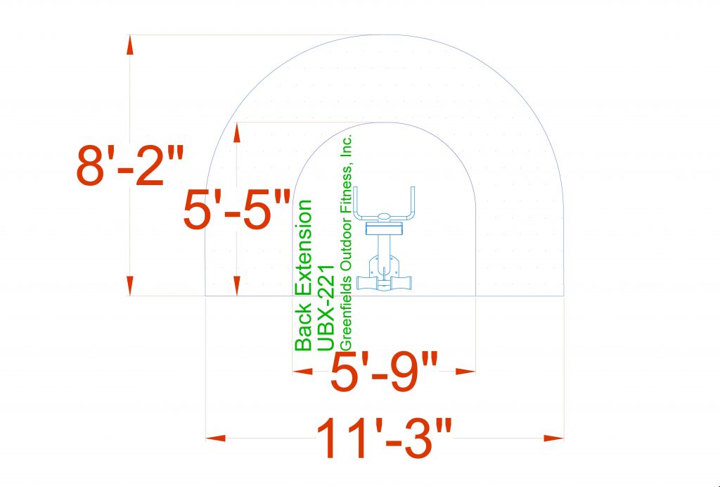 2D Top View Diagram of Back Extension with ADA Clearances