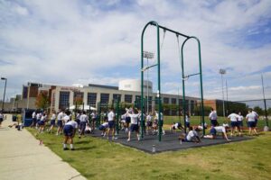 ROTC students using fitness equipment at the University of Maryland