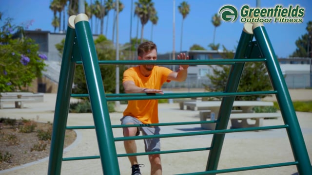 Man climbing A-Frame Ladder