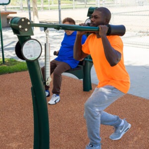 A man using adjustable squat