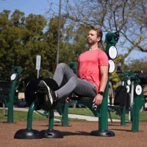 A man using the recumbent bike