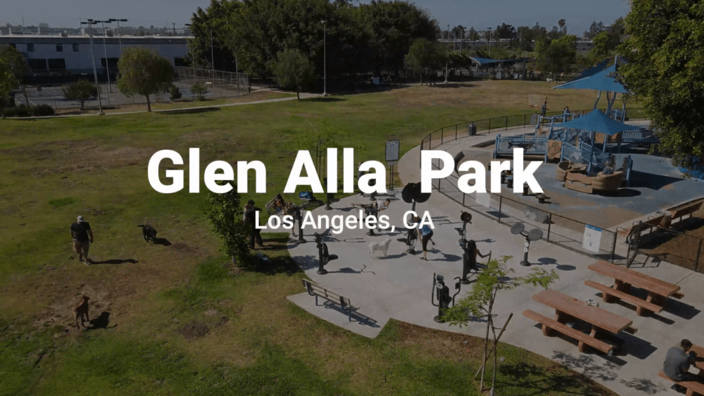 Intro screen for a video highlighting Glen Alla Park in Los Angeles, CA