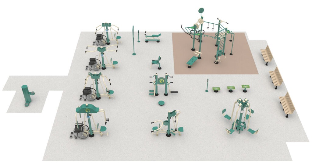 3D Rendering of outdoor fitness area at Plantation Heritage Park