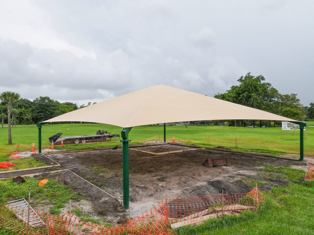 Installation of a shade structure