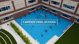 Into screen for a video highlighting Camden High School in NJ.