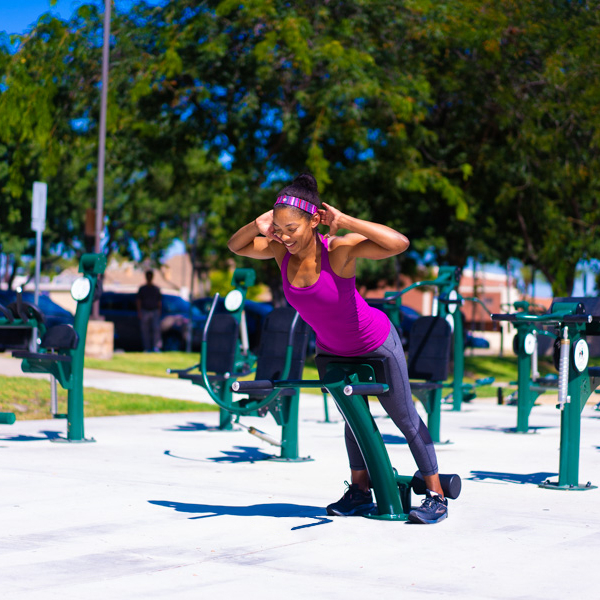 A woman using the back extension