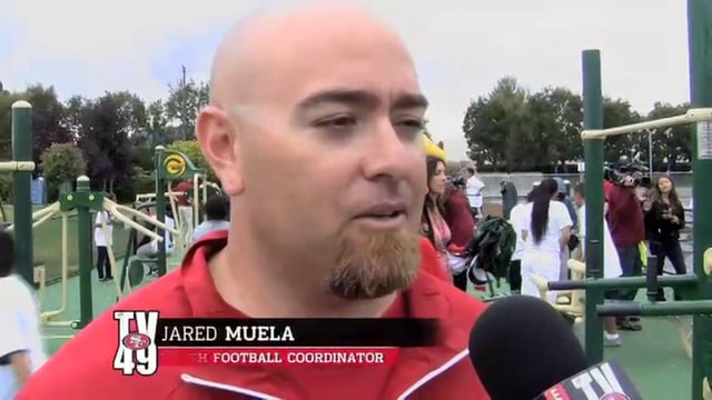 Intro screen for a video highlighting the 49ers Academy interview