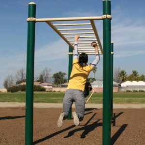 A man using the horizontal ladder