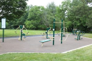 Outdoor fitness equipment over PIP at Lincolnia Park