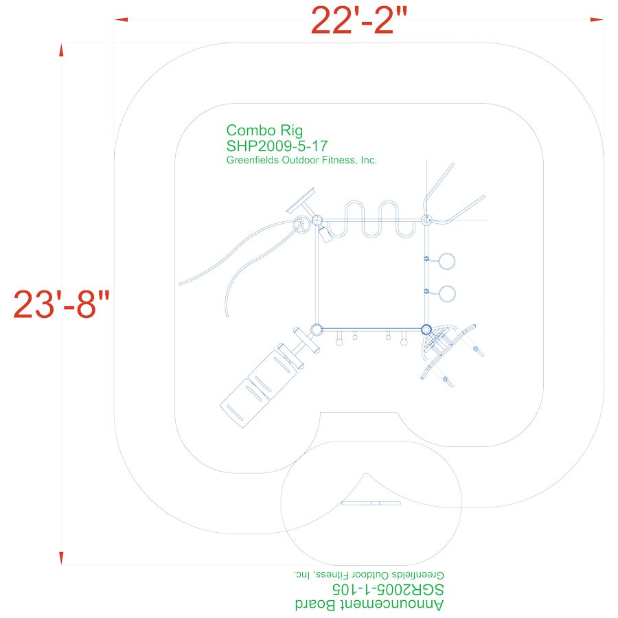 2D Top View Diagram of the Compact Functional Fitness Rig with ADA Clearances