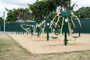 Outdoor fitness equipment at Reach Academy