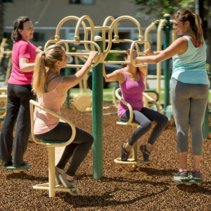 Four women using the 4-Person Twisting Station