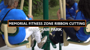 Intro screen for a video highlighting Markham Park Memorial Fitness Zone Ribbon Cutting