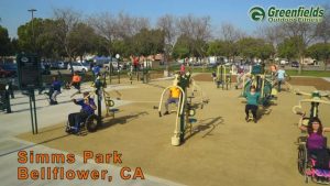 Intro screen for a video highlighting Simms Park in Bellflower, CA